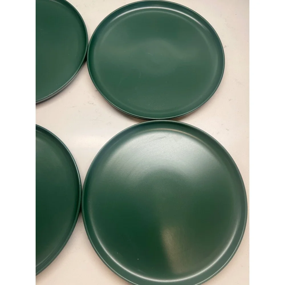 Kirklands Simple Things Forest Green Matte Salad Plates Set of 6 Stoneware